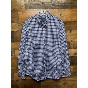 Ralph Lauren Mens Slim Fit Plaid Button Down Shirt XL 100 Cotton Stretch